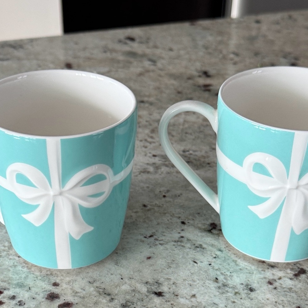 Tiffany & Co. Blue and White Ribbon Mugs